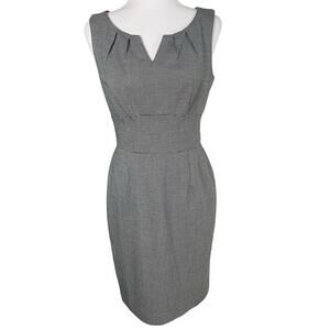 White House Black Market Sz 4 Houndtooth Sleeveless Sheath Dress Black White